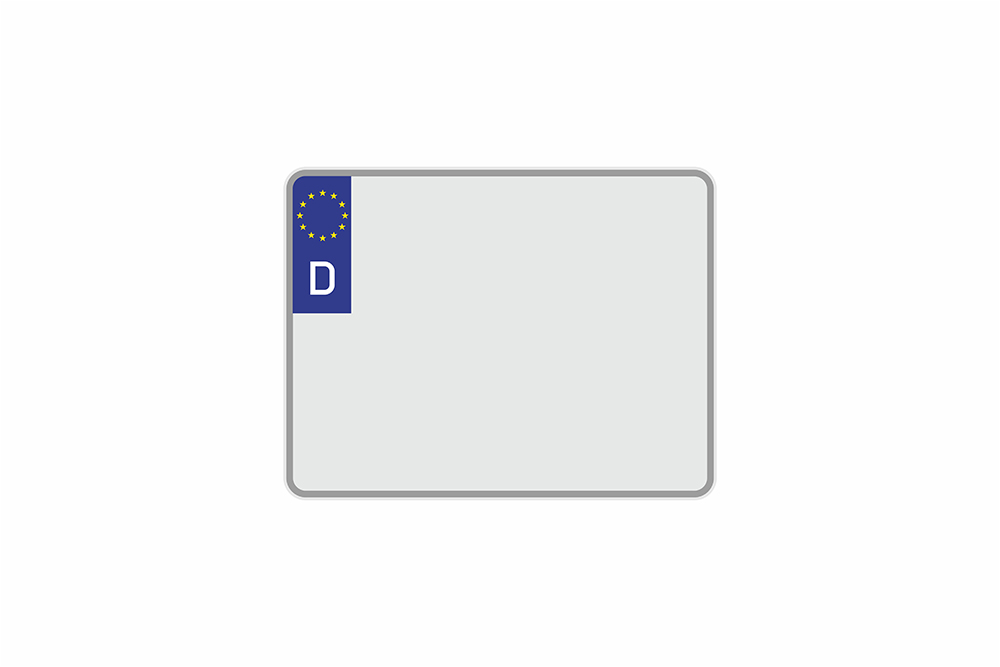 License Plate Euro D / Germany white reflex 260 x 200 x 1 mm