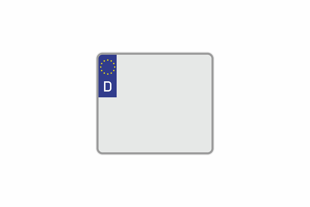 License Plate Euro D / Germany white reflex 230 x 200 x 1 mm