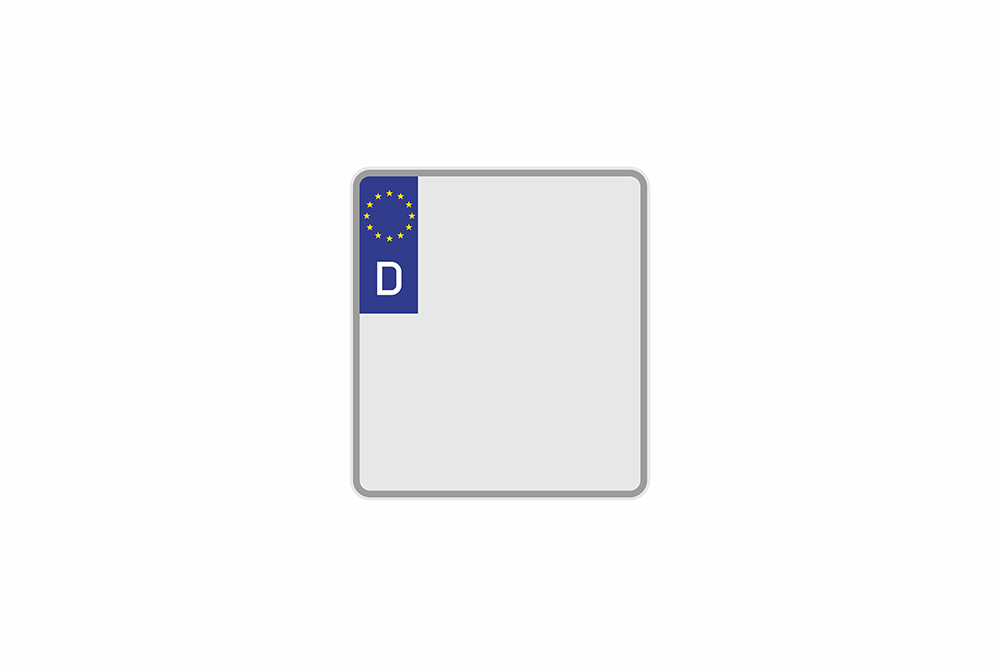 License Plate Euro D / Germany white reflex 180 x 200 x 1 mm
