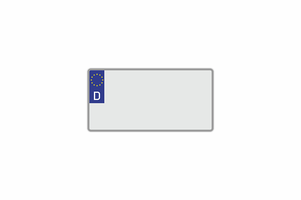 License Plate Euro D / Germany white reflex 255 x 130 x 1 mm