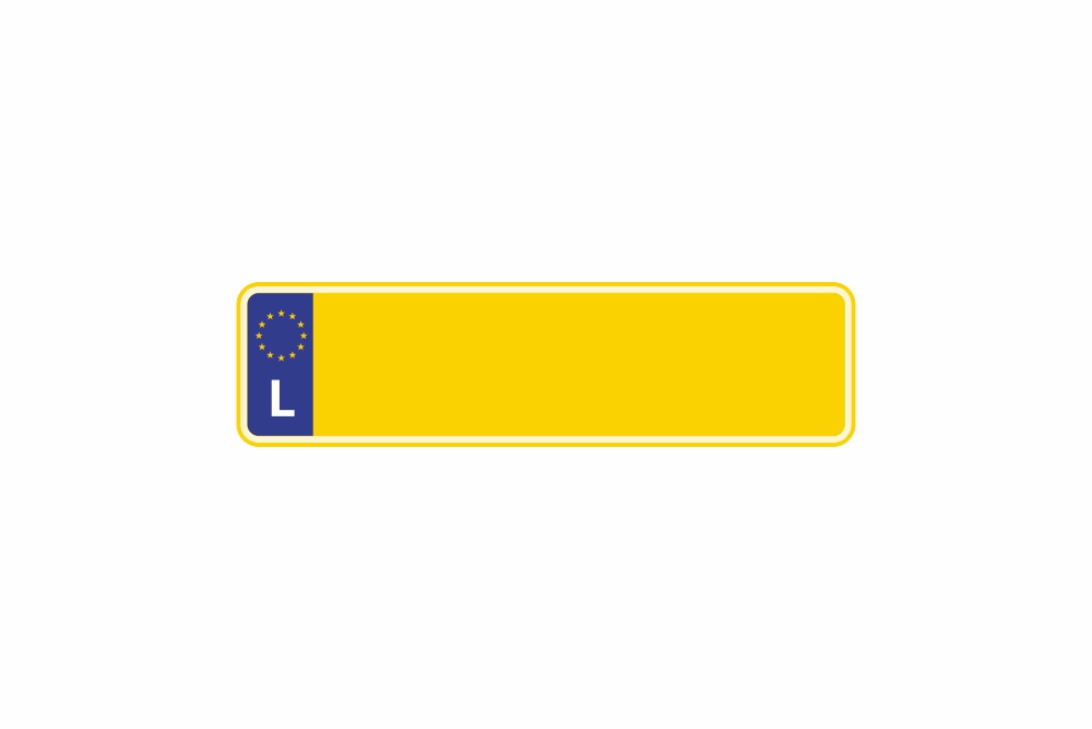 Schild Euro L / Luxemburg gelb reflex 340 x 90 x 1 mm