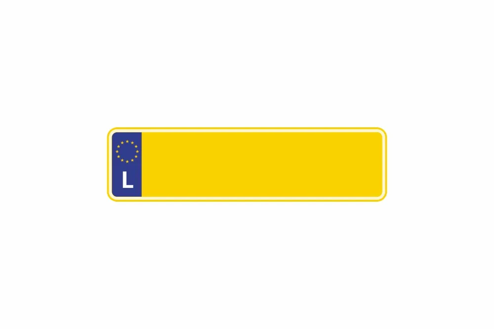 Schild Euro L / Luxemburg gelb reflex 340 x 90 x 1 mm