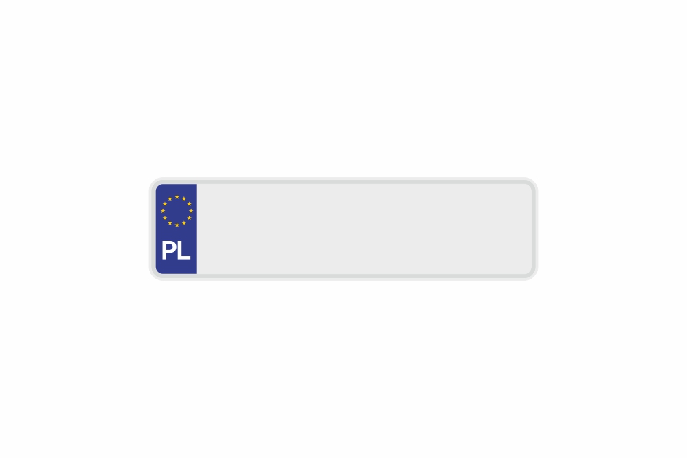 Plate Euro PL / Poland white reflex 340 x 90 x 1 mm