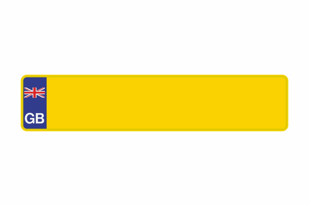 Schild GB / Großbritannien gelb reflex 520 x 110 x 1 mm