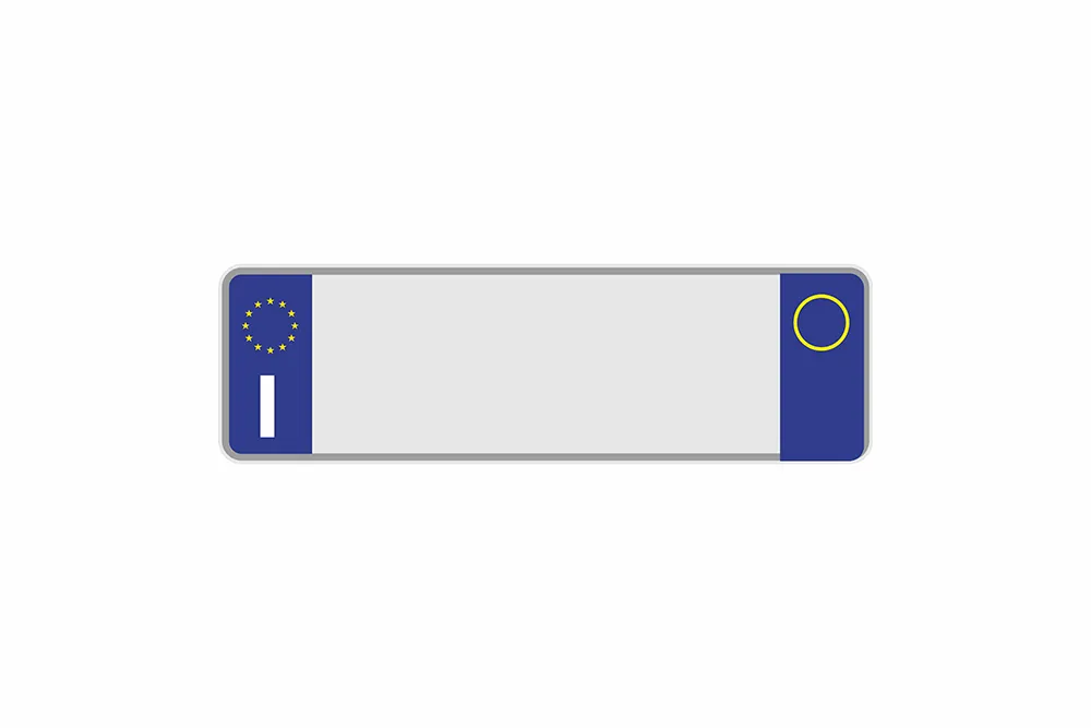 Schild Euro I / Italien mit blauem Euro-Feld rechts weiß reflex 360 x 110 x 1 mm
