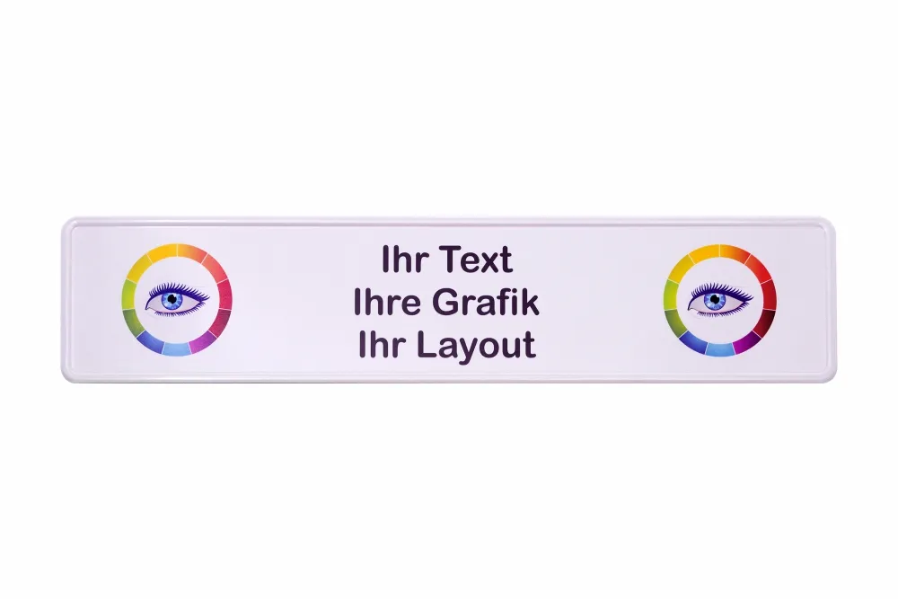 Kennzeicheneinleger / Werbeeinleger für Kennzeichenhalter mit Werbedruck / Digitaldruck