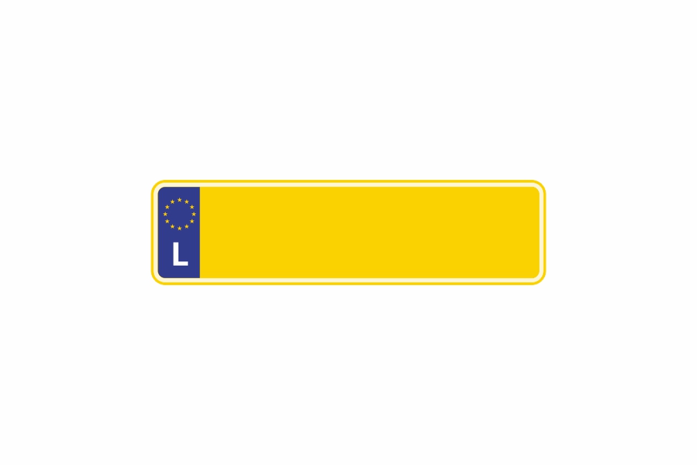 Plate Euro L / Luxembourg yellow reflex 340 x 90 x 1 mm