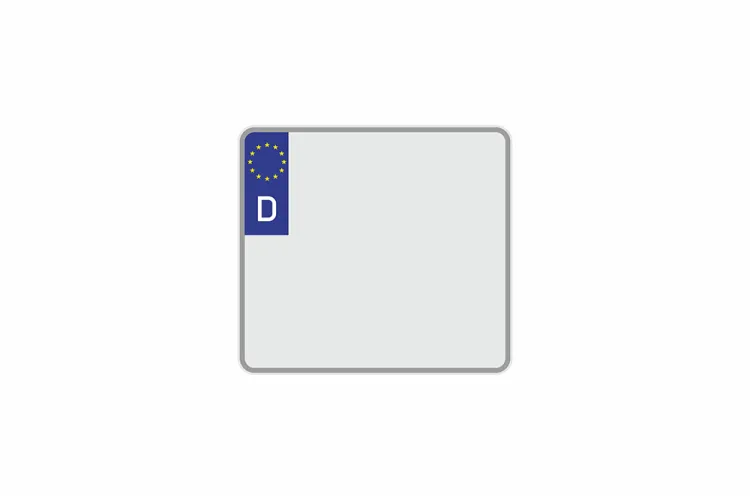 License Plate Euro D / Germany white reflex 220 x 200 x 1 mm