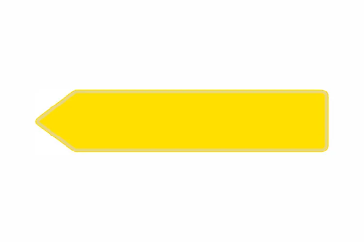 Plate Arrow yellow 520 x 110 x 1 mm
