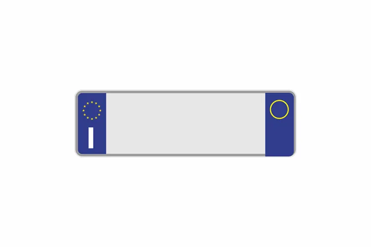 Schild Euro I / Italien mit blauem Euro-Feld rechts weiß reflex 360 x 110 x 1 mm