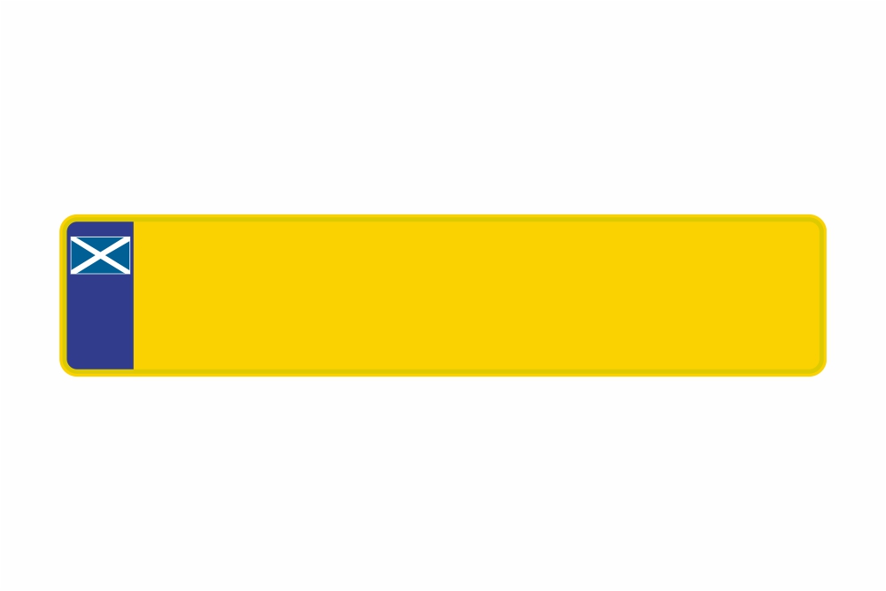 Schild SCO / Schottland gelb reflex 520 x 110 x 1 mm