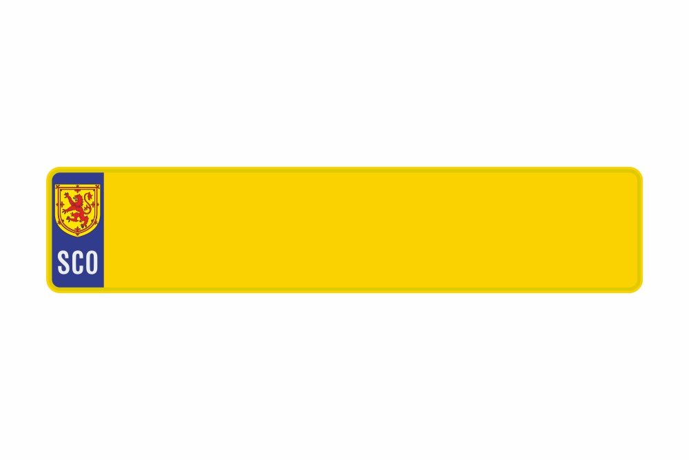 Schild SCO / Schottland Wappen gelb reflex 520 x 110 x 1 mm