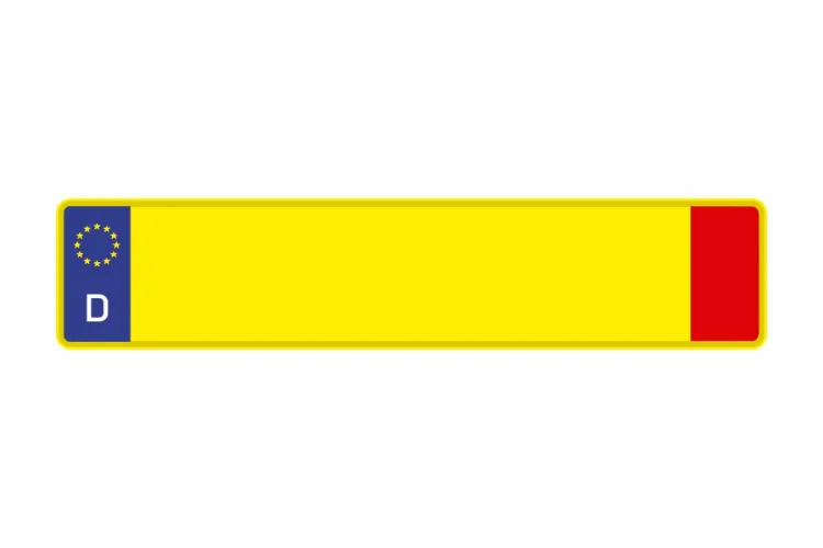 Plate Euro D / Germany yellow reflex with red strip 520 x 110 x 1 mm