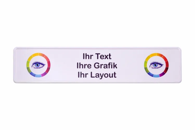 Kennzeicheneinleger / Werbeeinleger für Kennzeichenhalter mit Werbedruck / Digitaldruck